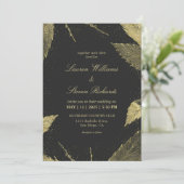 Invitation Mariage Feuille d'hiver noir sur mesure (Debout devant)