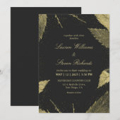 Invitation Mariage Feuille d'hiver noir sur mesure (Devant / Derrière)