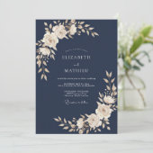 Invitation Mariage feuille d'ivoire chaud de minuit (Debout devant)
