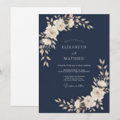 Invitation Mariage feuille d'ivoire chaud de minuit (Devant / Derrière)