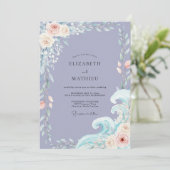 Invitation Mariage Feuille d'Océan Pervenche (Debout devant)