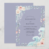 Invitation Mariage Feuille d'Océan Pervenche (Devant / Derrière)