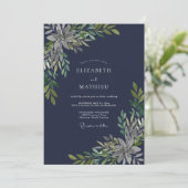 Invitation Mariage Feuille d'Olive de Minuit (Debout devant)