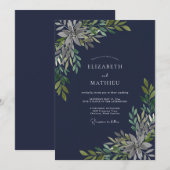 Invitation Mariage Feuille d'Olive de Minuit (Devant / Derrière)