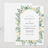 Invitation Mariage Feuille d'Olive Jaune Pressée (Devant / Derrière)
