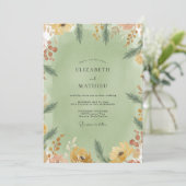 Invitation Mariage Feuille d'Olive Moutarde (Debout devant)