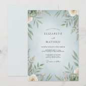 Invitation Mariage Feuille d'Olivier Azur (Devant / Derrière)