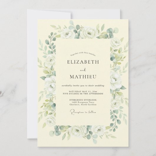 Invitation Mariage Feuille d'Olivier Beurre (Devant)