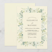 Invitation Mariage Feuille d'Olivier Beurre (Devant / Derrière)
