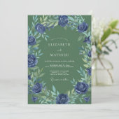 Invitation Mariage Feuille d'Olivier Indigo (Debout devant)