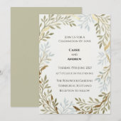 Invitation Mariage Feuille d'Olivier Sage (Devant / Derrière)