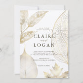 Invitation Mariage Feuille d'or (Devant)