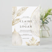 Invitation Mariage Feuille d'or (Debout devant)