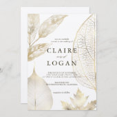 Invitation Mariage Feuille d'or (Devant / Derrière)