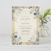 Invitation Mariage feuille d'or acier (Debout devant)