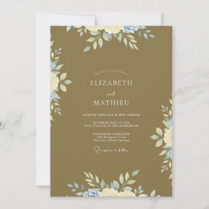 Invitation Mariage Feuille d'Or Antique Moutarde