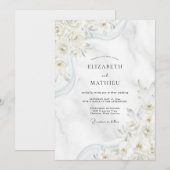Invitation Mariage feuille d'or blanc (Devant / Derrière)