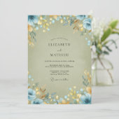 Invitation Mariage Feuille d'Or Bleuet (Debout devant)