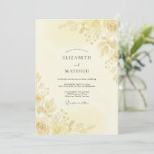 Invitation Mariage Feuille d'Or Champagne (Debout devant)