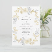 Invitation Mariage feuille d'or chaud champagne (Debout devant)