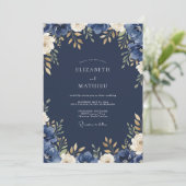 Invitation Mariage Feuille d'Or Douce de Minuit (Debout devant)