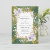 Invitation Mariage feuille d'orchidée émeraude (Debout devant)