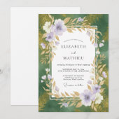 Invitation Mariage feuille d'orchidée émeraude (Devant / Derrière)
