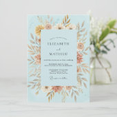 Invitation Mariage feuille dorée Champagne (Debout devant)