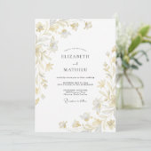 Invitation Mariage feuille dorée Champagne (Debout devant)