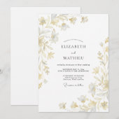 Invitation Mariage feuille dorée Champagne (Devant / Derrière)