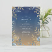 Invitation Mariage Feuille Dorée Chaud de Minuit (Debout devant)