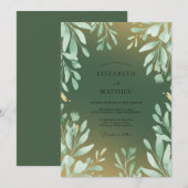 Invitation Mariage Feuille Dorée de Mousse (Devant / Derrière)