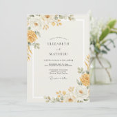 Invitation Mariage Feuille Dorée Miel (Debout devant)
