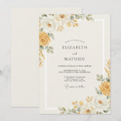 Invitation Mariage Feuille Dorée Miel (Devant / Derrière)