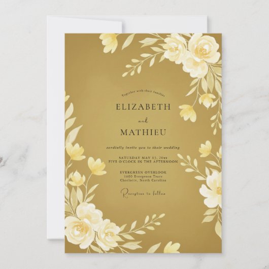 Invitation Mariage Feuille Dorée Ocbre (Devant)