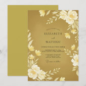 Invitation Mariage Feuille Dorée Ocbre (Devant / Derrière)