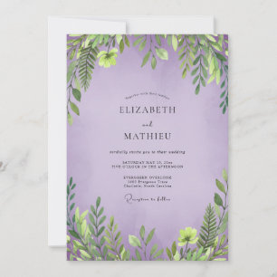 Invitation Mariage Feuille Douce Améthyste
