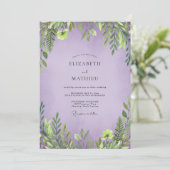 Invitation Mariage Feuille Douce Améthyste (Debout devant)