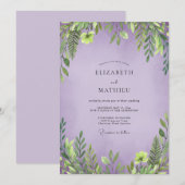 Invitation Mariage Feuille Douce Améthyste (Devant / Derrière)