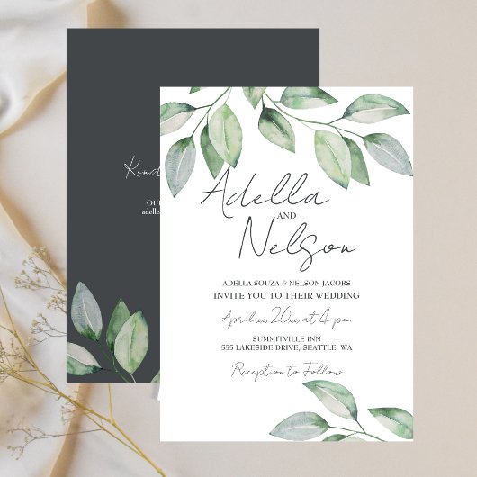 Invitation Mariage Feuille doux