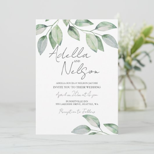 Invitation Mariage Feuille doux (Debout devant)
