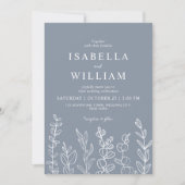 Invitation Mariage Feuille Dusty Blue Eucalyptus (Devant)