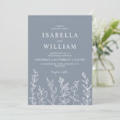 Invitation Mariage Feuille Dusty Blue Eucalyptus (Debout devant)