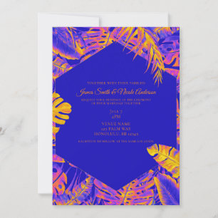 Invitation Mariage Feuille électrique orange bleu tropique Pa
