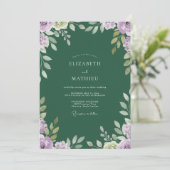Invitation Mariage Feuille Émeraude Améthyste (Debout devant)