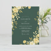 Invitation Mariage Feuille Émeraude Ocre (Debout devant)