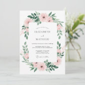Invitation Mariage Feuille Émeraude Rosé (Debout devant)