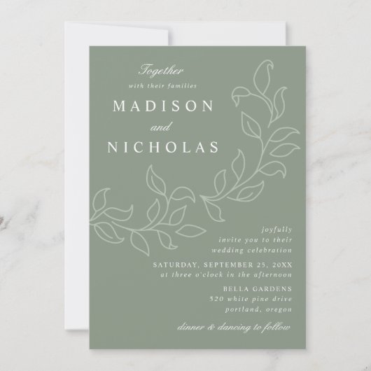 Invitation Mariage Feuille en cascade (Devant)
