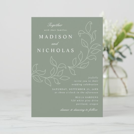 Invitation Mariage Feuille en cascade (Debout devant)