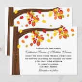 Invitation Mariage Feuille en chute d'automne (Devant / Derrière)